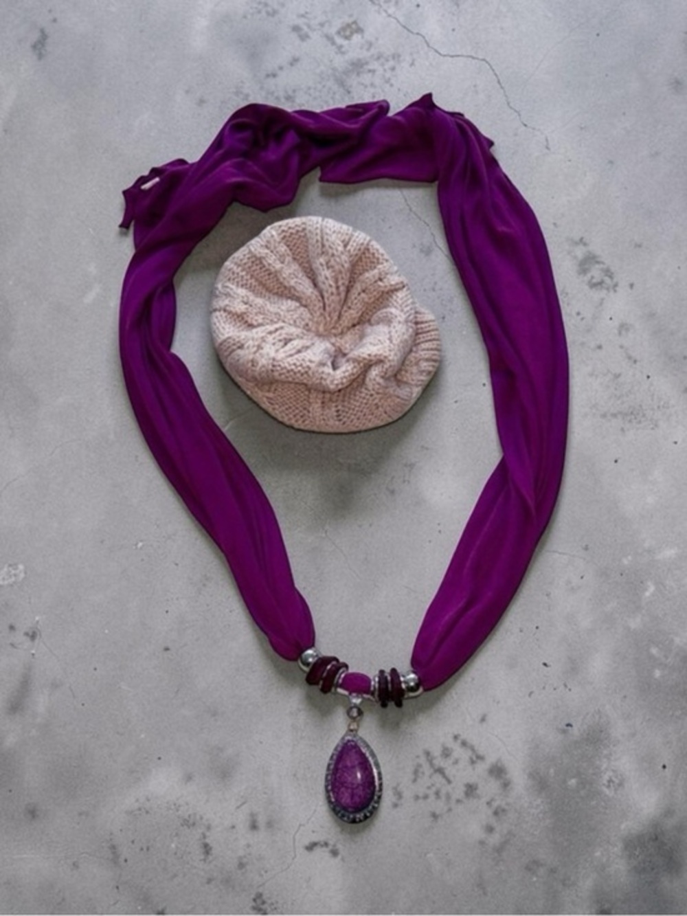 Purple Pendant Scarf and hat​